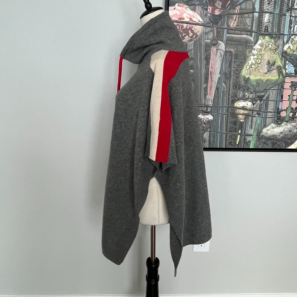 Tahari Gray Merino Wool/Cashmere Poncho One Size - Picture 3 of 6